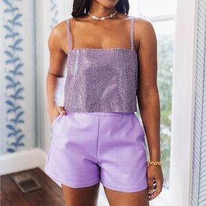Buddy Love Girly Girl Purple Rhinestone Crop Top NWT Medium Festival Mardi Gras
